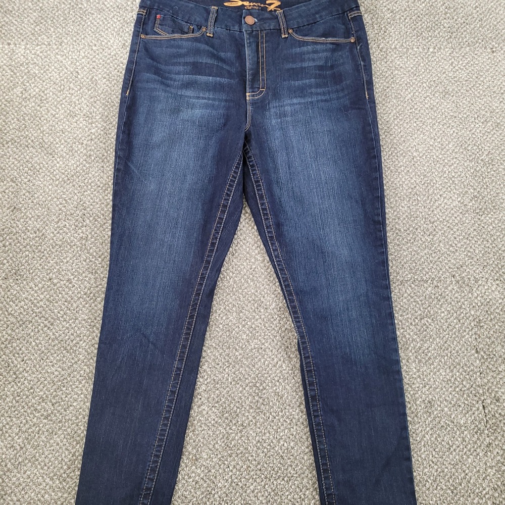 Seven7 Womens Size 16 Dark Wash Skinny Jeans High Rise Denim Blue Indigo